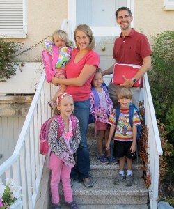 Everybody ready on the first day of school.